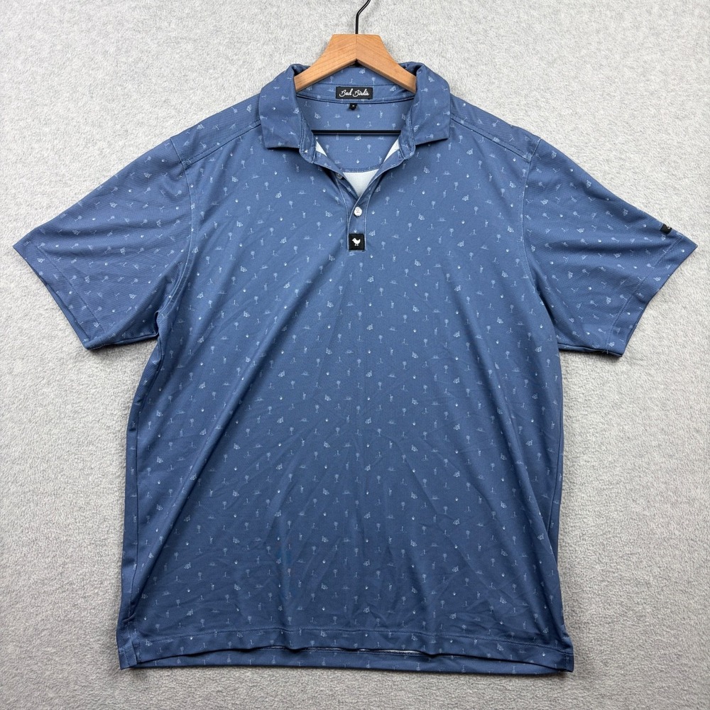 Bad Birdie Polo Shirt Mens XL Blue Swing Oil Pique Golf Performance Stretch